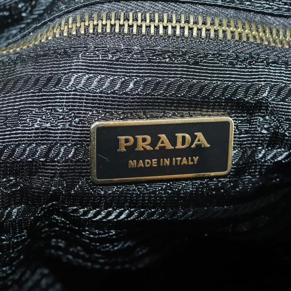 PRADA Hand Bag Nylon 2way Black Gold Auth YKZ792
