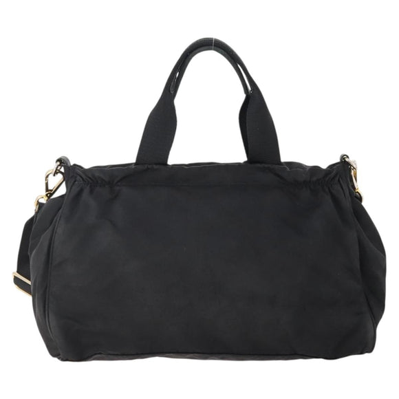PRADA Hand Bag Nylon 2way Black Gold Auth YKZ792