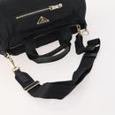 PRADA Hand Bag Nylon 2way Black Gold Auth YKZ792-7