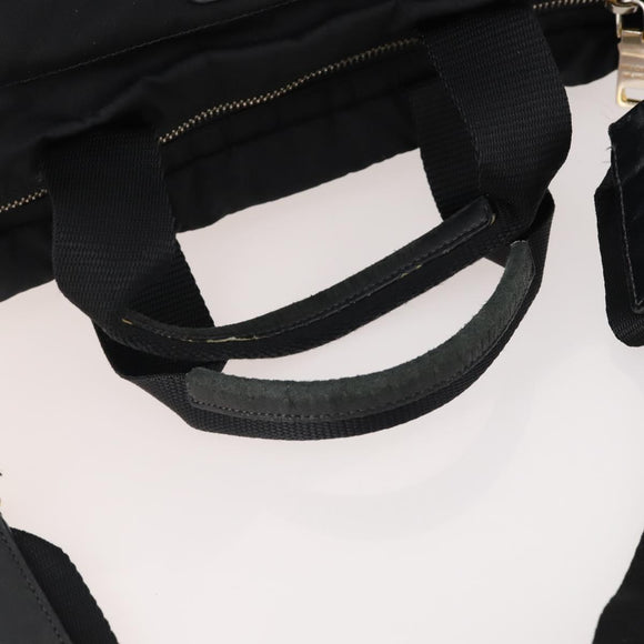 PRADA Hand Bag Nylon 2way Black Gold Auth YKZ792