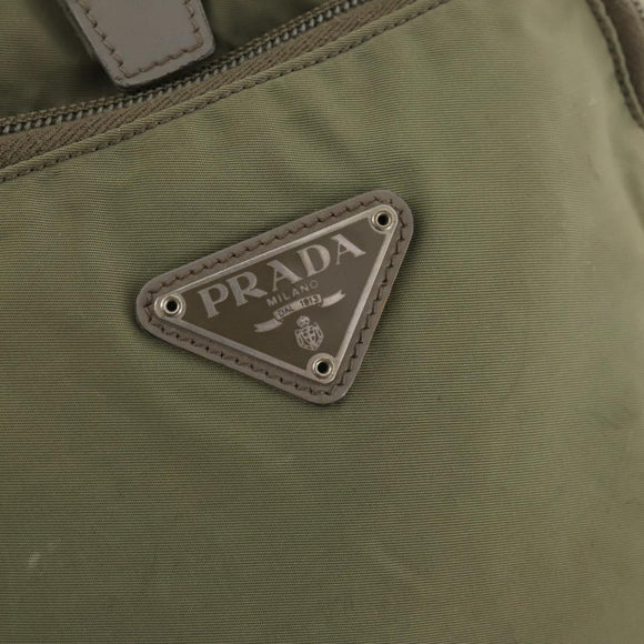 PRADA Backpack Nylon Beige Silver Auth YKZ795