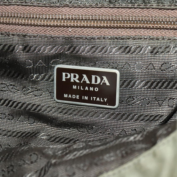 PRADA Backpack Nylon Beige Silver Auth YKZ795
