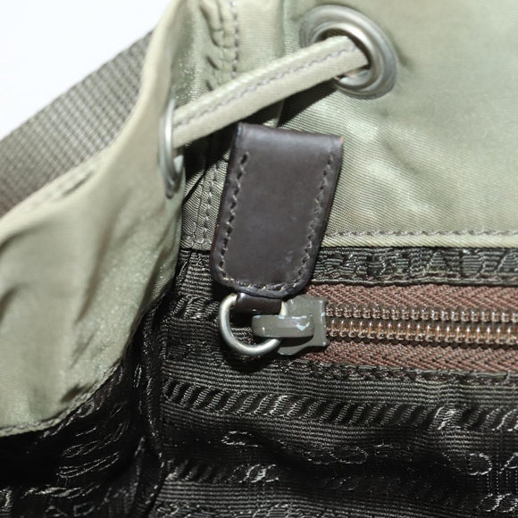 PRADA Backpack Nylon Beige Silver Auth YKZ795