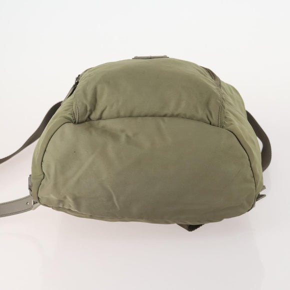 PRADA Backpack Nylon Beige Silver Auth YKZ795