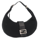 FENDI Mamma Baguette Shoulder Bag Nylon Black Silver Auth YKZ797-1