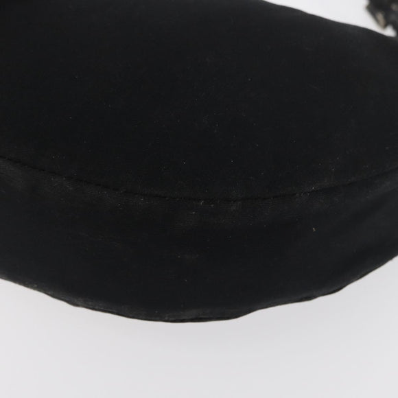 FENDI Mamma Baguette Shoulder Bag Nylon Black Silver Auth YKZ797