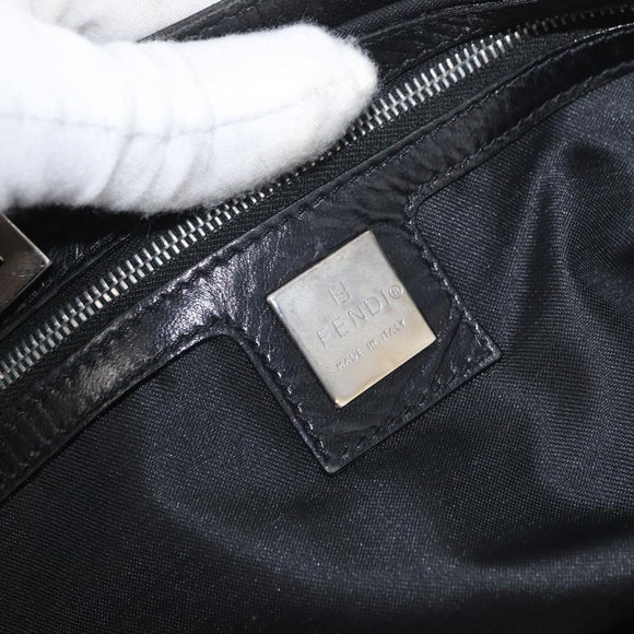 FENDI Mamma Baguette Shoulder Bag Nylon Black Silver Auth YKZ797