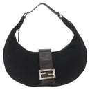 FENDI Mamma Baguette Shoulder Bag Nylon Black Silver Auth YKZ797-13