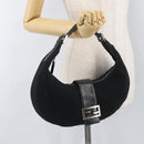 FENDI Mamma Baguette Shoulder Bag Nylon Black Silver Auth YKZ797-25