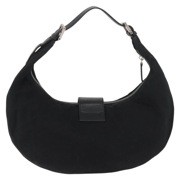 FENDI Mamma Baguette Shoulder Bag Nylon Black Silver Auth YKZ797