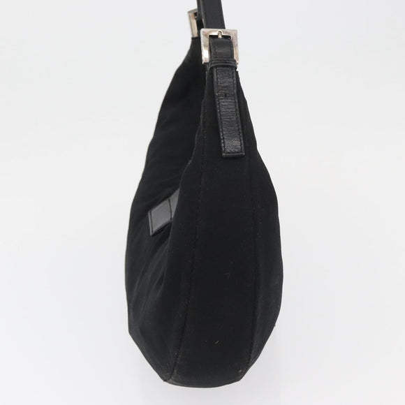 FENDI Mamma Baguette Shoulder Bag Nylon Black Silver Auth YKZ797