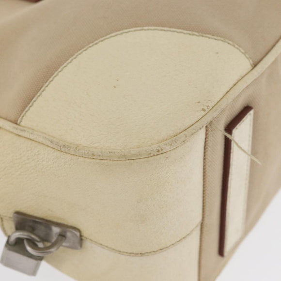 PRADA Hand Bag Canvas Beige Silver Auth YKZ813