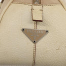 PRADA Hand Bag Canvas Beige Silver Auth YKZ813-17