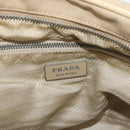 PRADA Hand Bag Canvas Beige Silver Auth YKZ813-18