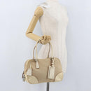 PRADA Hand Bag Canvas Beige Silver Auth YKZ813-26
