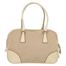 PRADA Hand Bag Canvas Beige Silver Auth YKZ813-3