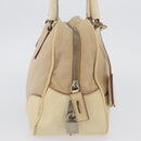 PRADA Hand Bag Canvas Beige Silver Auth YKZ813-5