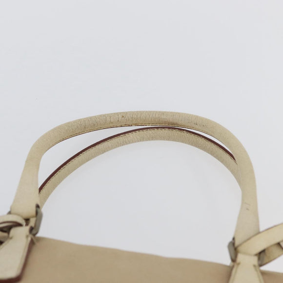 PRADA Hand Bag Canvas Beige Silver Auth YKZ813