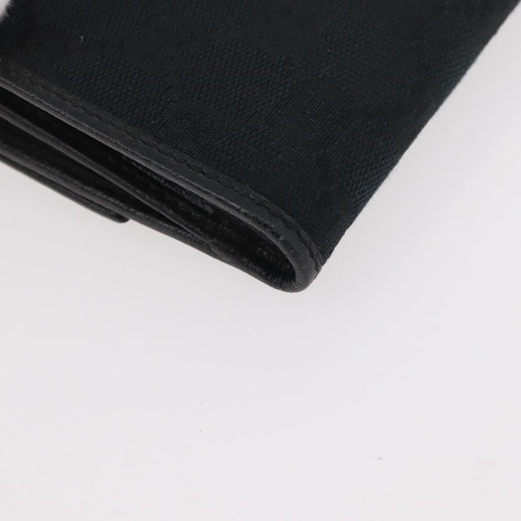 GUCCI GG Canvas Pretty Wallet Black Gold Navy 167466 Auth YKZ814A