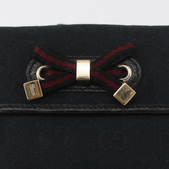 GUCCI GG Canvas Pretty Wallet Black Gold Navy 167466 Auth YKZ814A