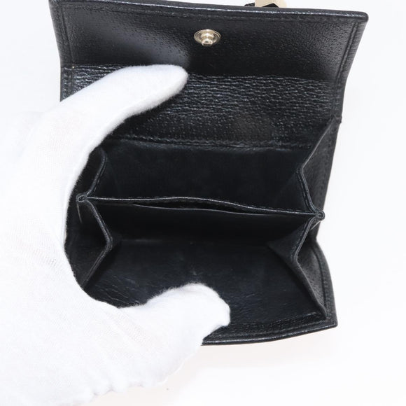 GUCCI GG Canvas Pretty Wallet Black Gold Navy 167466 Auth YKZ814A