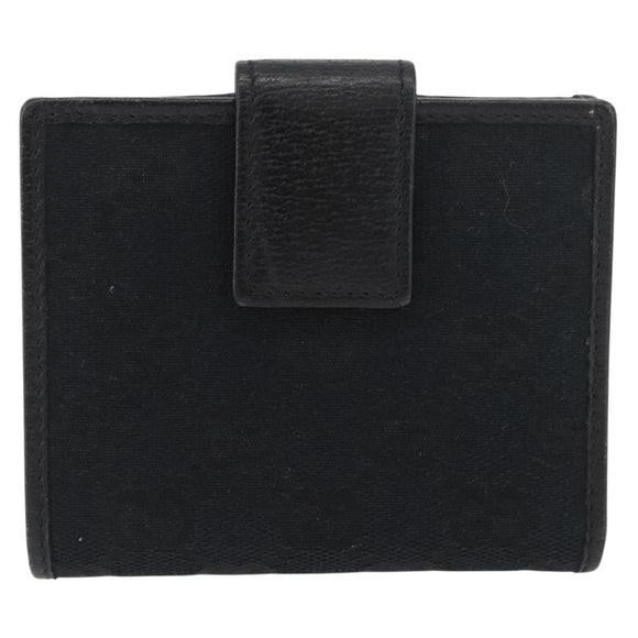 GUCCI GG Canvas Pretty Wallet Black Gold Navy 167466 Auth YKZ814A