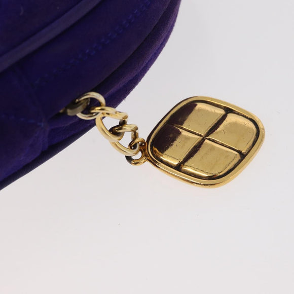 CHANEL Matelassé Chain-Handtasche Wildleder Lila Goldfarbene CC Authentifiziert YKZ821A