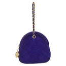 CHANEL Matelasse Chain Hand Bag Suede Purple Gold CC Auth YKZ821A-2