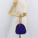 CHANEL Matelassé Chain-Handtasche Wildleder Lila Goldfarbene CC Authentifiziert YKZ821A-22