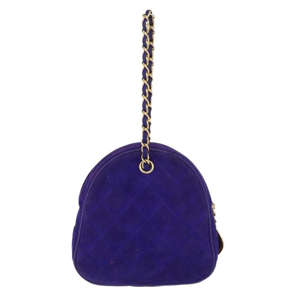 CHANEL Matelassé Chain-Handtasche Wildleder Lila Goldfarbene CC Authentifiziert YKZ821A