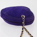 CHANEL Matelasse Chain Hand Bag Suede Purple Gold CC Auth YKZ821A-6