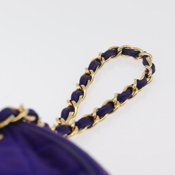 CHANEL Matelassé Chain-Handtasche Wildleder Lila Goldfarbene CC Authentifiziert YKZ821A