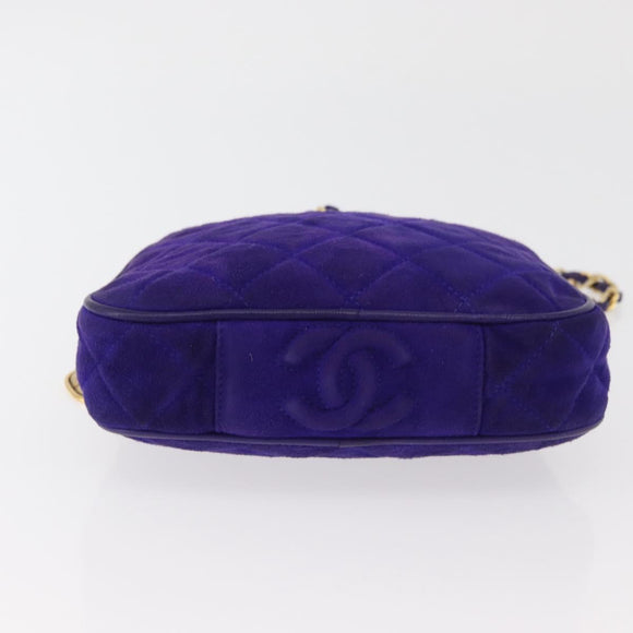 CHANEL Matelassé Chain-Handtasche Wildleder Lila Goldfarbene CC Authentifiziert YKZ821A