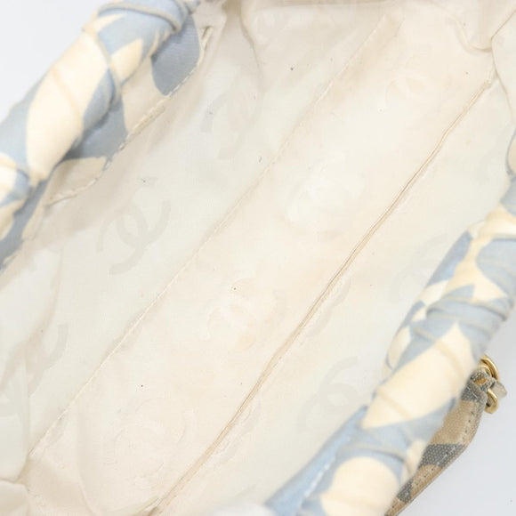CHANEL COCO Mark Chain Shoulder Bag Canvas Light Blue Gold CC Auth YKZ826A