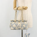 CHANEL COCO Mark Chain Shoulder Bag Canvas Light Blue Gold CC Auth YKZ826A-24