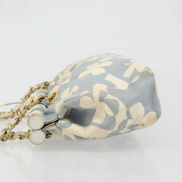 CHANEL COCO Mark Chain Shoulder Bag Canvas Light Blue Gold CC Auth YKZ826A