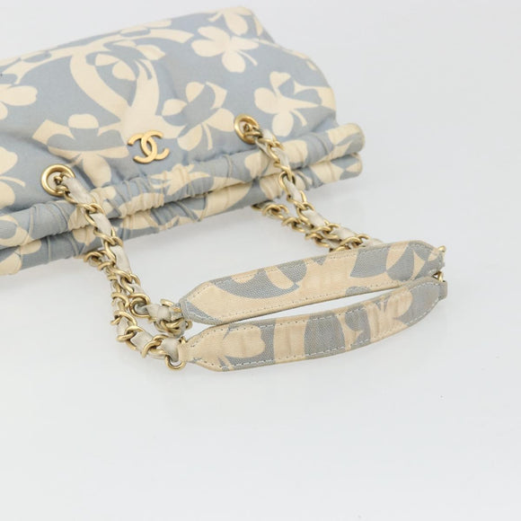 CHANEL COCO Mark Chain Shoulder Bag Canvas Light Blue Gold CC Auth YKZ826A