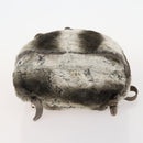 FENDI Backpack Fur Beige Silver Auth YKZ827A-5