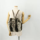 FENDI Backpack Fur Beige Silver Auth YKZ827A-28