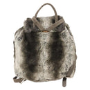 FENDI Backpack Fur Beige Silver Auth YKZ827A-2