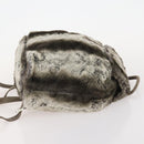 FENDI Backpack Fur Beige Silver Auth YKZ827A-3