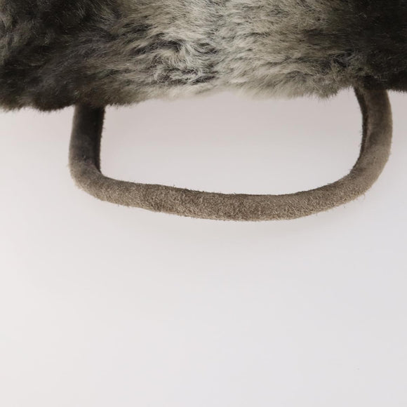 FENDI Backpack Fur Beige Silver Auth YKZ827A