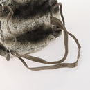 FENDI Backpack Fur Beige Silver Auth YKZ827A-8