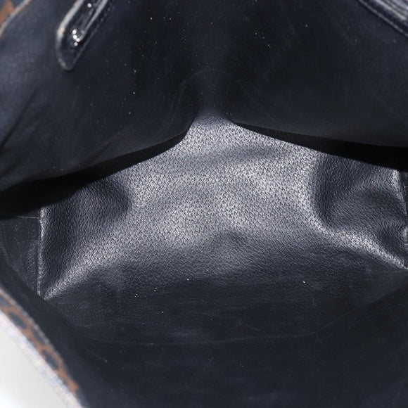 CELINE Macadam Canvas Tote Bag PVC Leather Black Gold Auth YKZ828A