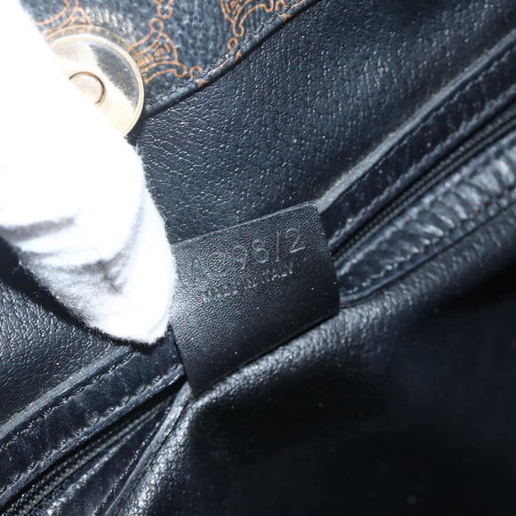 CELINE Macadam Canvas Tote Bag PVC Leather Black Gold Auth YKZ828A