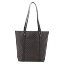 CELINE Macadam Canvas Tote Bag PVC Leather Black Gold Auth YKZ828A-2