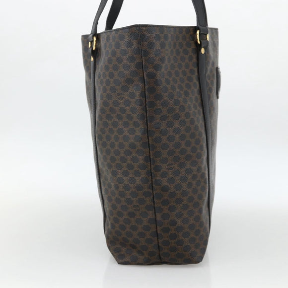 CELINE Macadam Canvas Tote Bag PVC Leather Black Gold Auth YKZ828A