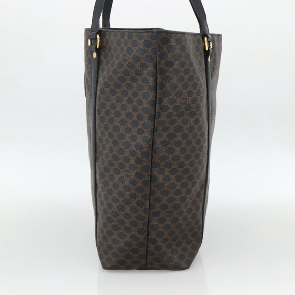 CELINE Macadam Canvas Tote Bag PVC Leather Black Gold Auth YKZ828A