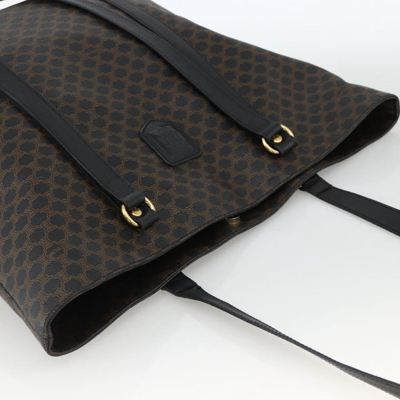 CELINE Macadam Canvas Tote Bag PVC Leather Black Gold Auth YKZ828A