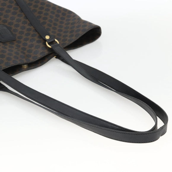 CELINE Macadam Canvas Tote Bag PVC Leather Black Gold Auth YKZ828A